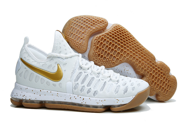 Nike KD 9 White Golden Sneaker - Click Image to Close